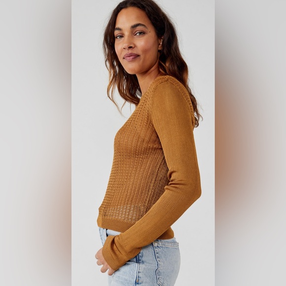 Free People H2O Crew Pullover In Tiger Eye - Picture 4 of 7